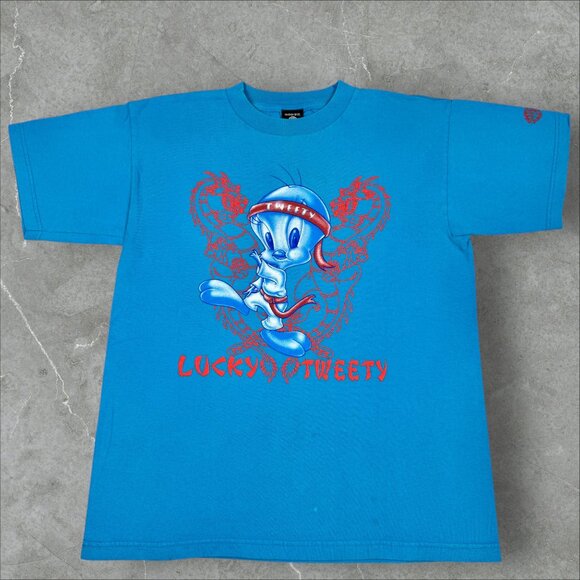 Vintage 90s Looney Tunes Lucky Tweety Bird Dragons Martial Arts 1998 T-Shirt - L - Picture 1 of 10